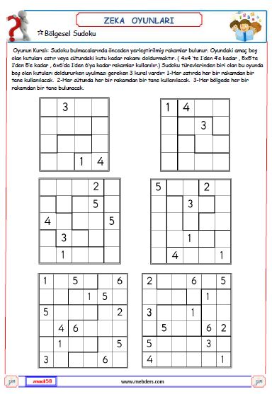 Bölgesel Sudoku 1 ( Zeka Oyunları )
